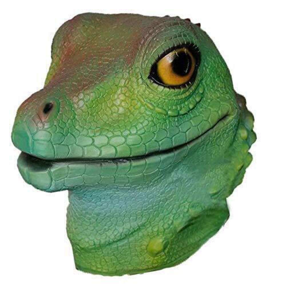 4143 Green Lizard Animal Cosplay Full Head Latex Mask Reptile Halloween